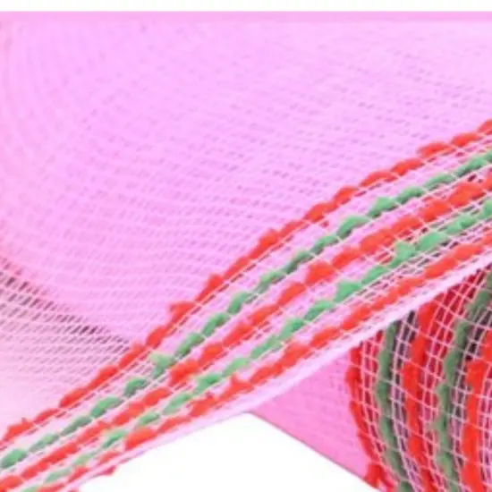 10.25" Drift Border Mesh Ribbon: Pink/Red (10 Yards) {2}