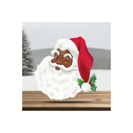 12" Metal Embossed African Santa Face {4}