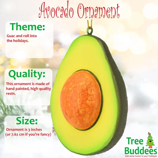 Tree Buddees Sliced Avocado with Pit Christmas Ornament Food Tree Decoration {2}