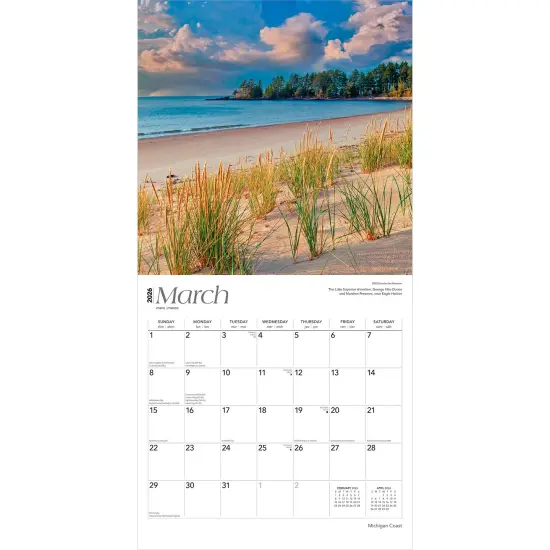 Michigan Coast | 2026 12 x 24 Inch (Hanging) Monthly Square Wall Calendar | Plastic-Free {3}