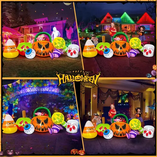 10 FT Halloween Inflatable Outdoor Decorations Pumpkin Ghost Combo {2}