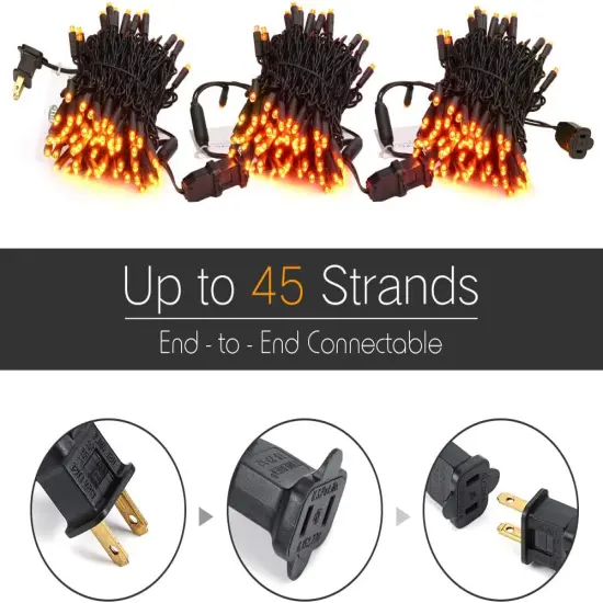 33ft 100 LED 5mm Wide Angle Orange Halloween String Lights {3}