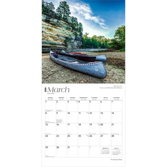The Natural State | Arkansas Places | 2026 12 x 24 Inch (Hanging) Monthly Square Wall Calendar | Plastic-Free {3}