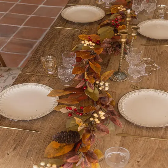 6.8FT Thanksgiving Leaf Garland With Pumpkin and Pine Cone {6}