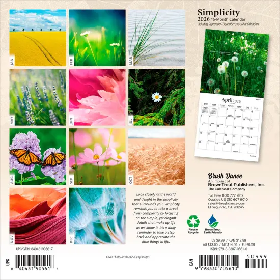 Simplicity | 2026 7 x 14 Inch (Hanging) Monthly Mini Wall Calendar {2}