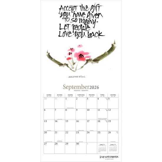 Live with Intention | 2026 12 x 24 Inch (Hanging) Monthly Square Wall Calendar | Featuring the Artwork of Renee Locks | Plastic-Free {4}
