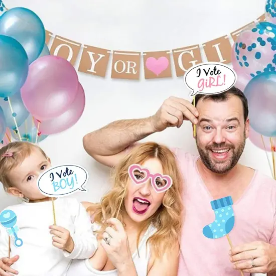 Baby Photo Booth Props Gender Reveal Party Boy or Girl Shower Birthday Party {4}