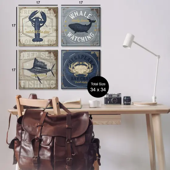 Stupell Industries Chesapeake Bay Nautical Motifs 4pc Canvas Set By Jennifer Pugh {3}