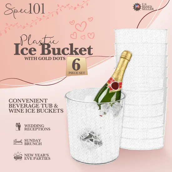 Spec101 Plastic Champagne Bucket for Drinks - 6pk Ice Buckets for Parties {3}