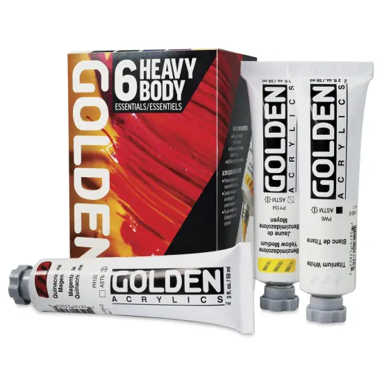 Golden Heavy Body Artist Acrylic Set - Set of 6, Essential Colors, 59 ml Tubes {1}