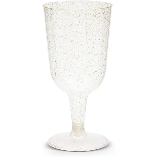50-Pack Gold Glitter Plastic Wine Glasses (7 oz) Clear {5}