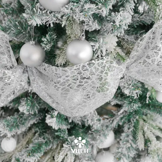 Silver Glitter Mesh Web Ribbon - 10 Inch Wide x 10 Yards Roll - Decorative Mesh {2}