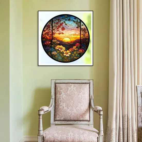 Diamond Painting Kits for Adults, 5D DIY Diamond Art Kits for Beginners Round Full Drill Diamond Painting for Home Wall Decoration Gift 12&times;12inch, Stained Glass Sunflower {5}