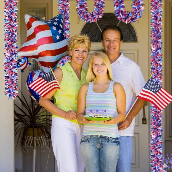 50FT Glitter Tinsel Garlands with Star for 4th of July Decorations {5}