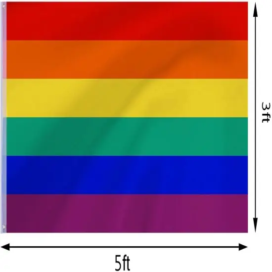 Rainbow Pride Flag 6 Stripes 3x5ft- Flag Vivid Color and UV Fade Resistant - Canvas Header and Brass Grommets (Rainbow Flag 3x5ft (1PACK)) {2}