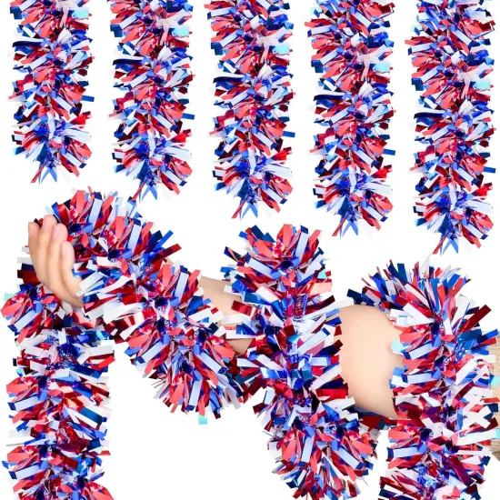 50FT Glitter Tinsel Garlands with Star for 4th of July Decorations {1}