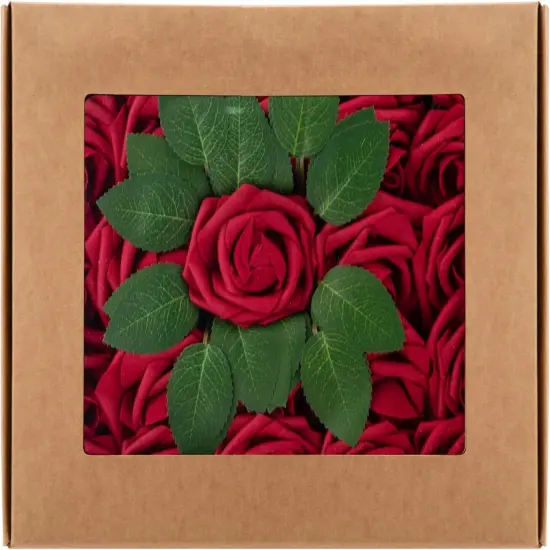 100Pcs Red Fake Roses Artificial Flowers Bouquets {3}