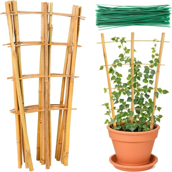 24pack 16 Inch Small Plant Wood Bamboo Trellis for Climbing Plants Indoor Potted Plants {1}