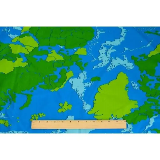 Aqua/Green/Multi Camo Map Printed Canvas Decorating Fabric By the Yard {2}