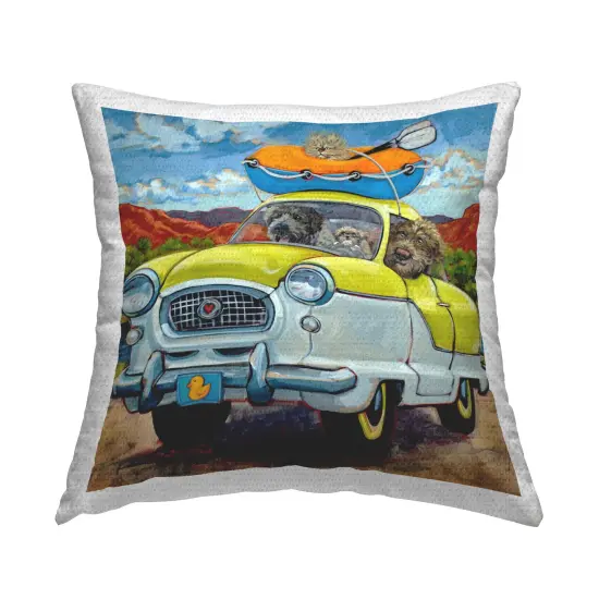 Road Trip Dogs Design by CR Townsend Outdoor Printed Pillow  {1}