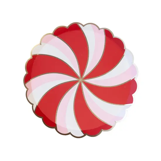 CHRISTMAS PEPPERMINT CANDY SCALLOPED SMALL PLATES {1}