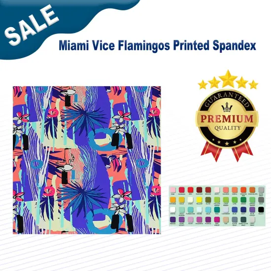 Miami Vice Flamingos Printed Spandex Fabric {3}