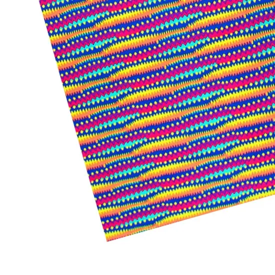 Rainbow Multi Color Zig Zag Printed Spandex {4}