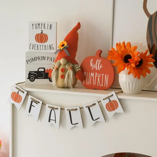 Fall Tiered Tray D&eacute;cor Wood Sign & Gnome Plush, Set of 5 {3}