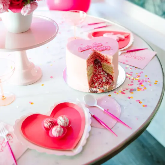 HAUTE PINK HEART SHAPED PLATES {4}