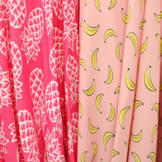 1 Yard Tropical Fruits Print Spandex Fabric Swimwear Activewear Dancewear 58/60 Inches Wide Bananas {2}