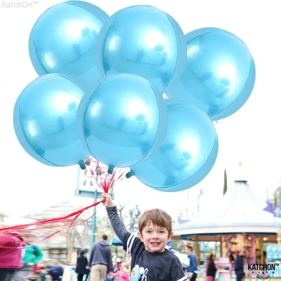 Light Blue Foil Balloons - 22 Inch, Pack of 6 | Light Blue Metallic Balloons | Baby Foil Balloons for Gender Reveal Decorations | Shark Theme Birthday Decor {2}