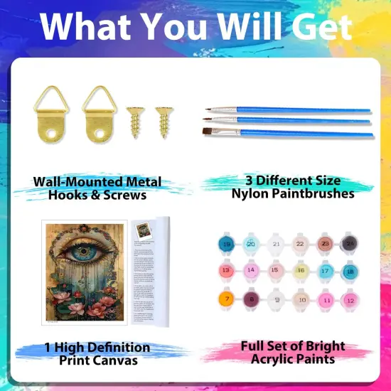 Paint by Numbers Kit for Adults Eye, Paint by Number Eye and Lotus, Paint by Numbers Kit for Adults Beginner for Gift and Home Wall Decor 16x20 Inch {4}