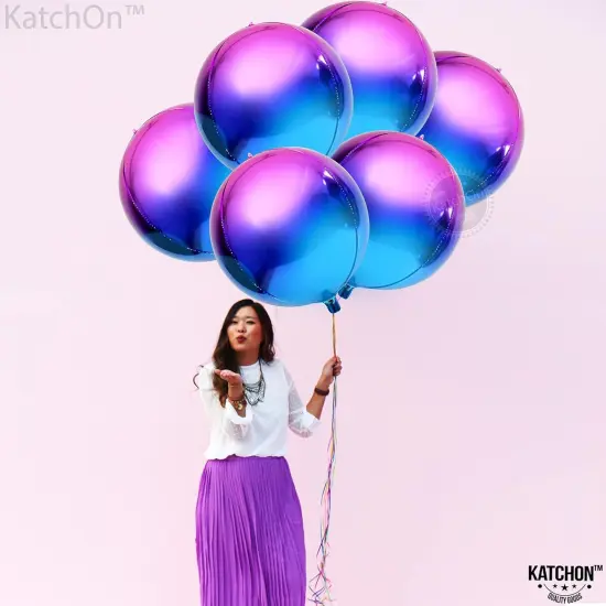 Purple Galaxy Balloons - 22 Inch, Pack of 6 | Iridescent Balloons, Round 4D Metallic Balloons for Galaxy Birthday Party Decorations {3}