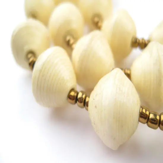The Bead Chest Recycled Paper Bead Necklace from Uganda - Fair Trade African Jewelry (Cream White) {1}