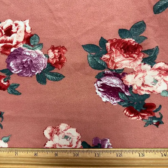 Terra Cotta Floral Print Crepe Scuba Double Knit Fabric By the Yard {3}