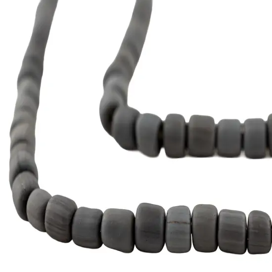 The Bead Chest Dark Grey Java Glass Beads 6-8mm Indonesia Cylinder 26 Inch Strand {3}