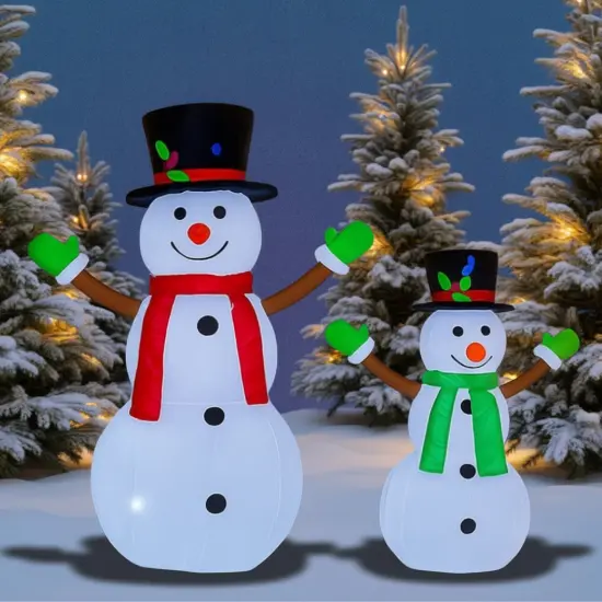 2 Piece Holiday Lighted Snowman Duo Pop-Up Christmas Decoration 42" & 28" {2}