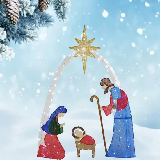 Serene 54-Inch H Nativity Scene with 115 Cool White LED Lights {4}