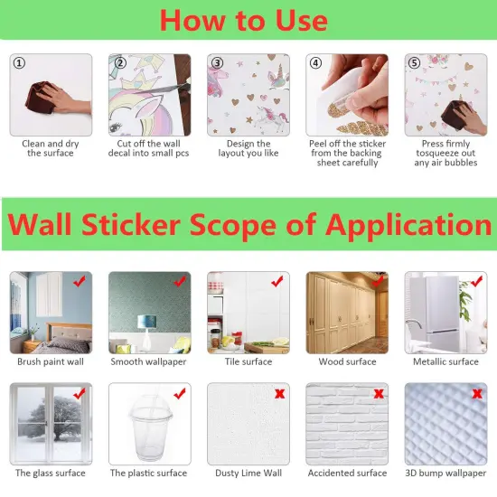 Unicorn Wall Decal,Large Size Unicorn Wall Sticker Decor for Gilrs Kids Bedroom Birthday Party {2}