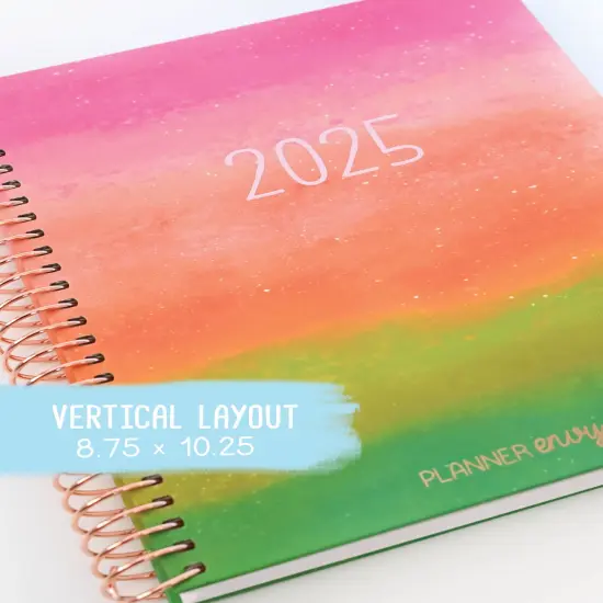 2025 Planner - Vertical Layout, Spiral Bound - "Rainbow Glitz" (#301) {1}