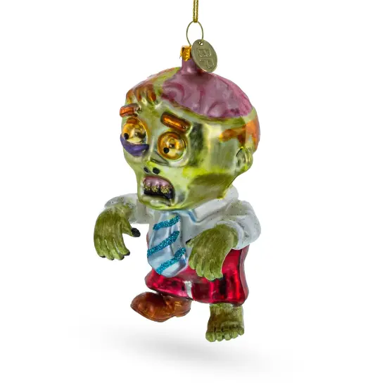 Walking Zombie Glass Christmas Ornament {3}
