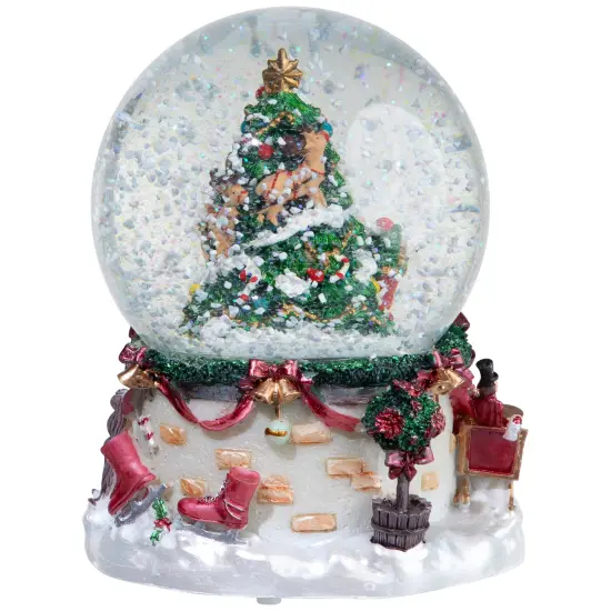 Northlight Musical Christmas Tree and Santa Claus Snow Globe - 6.75" Green {6}