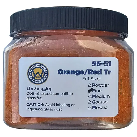 Wissmach Frit Fine Orange/Red Transparent 96-51 1Lb. Jar 96 COE {2}