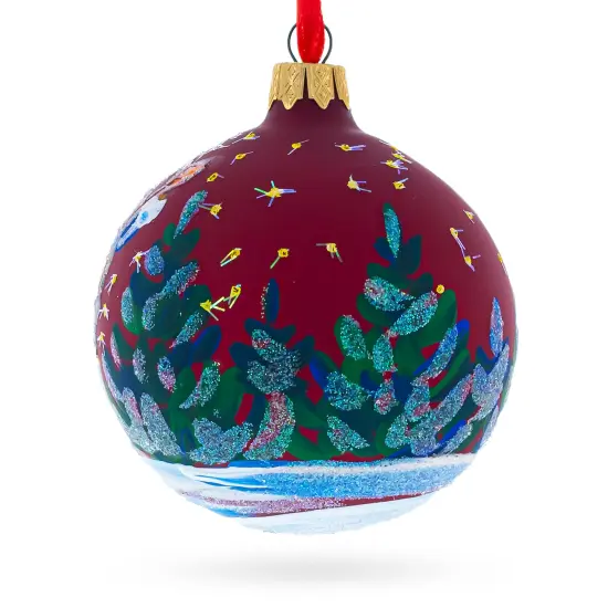 Hedgehog Serenading with Cello Glass Ball Christmas Ornament 3.25 Inches {4}