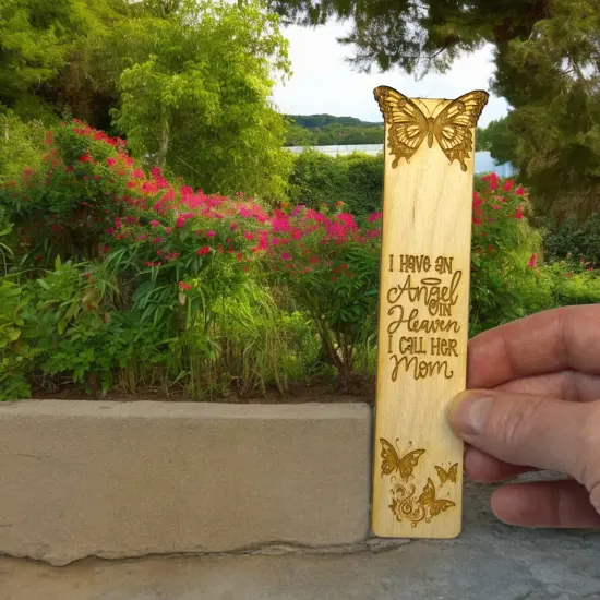 Bookmark - I have an angel in heaven I call her Mom - Birch wood {5}