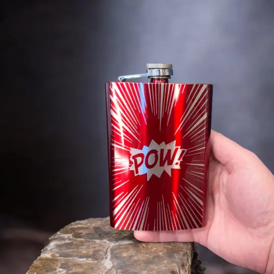 8oz RED POW Flask Comic Book Novelty {5}