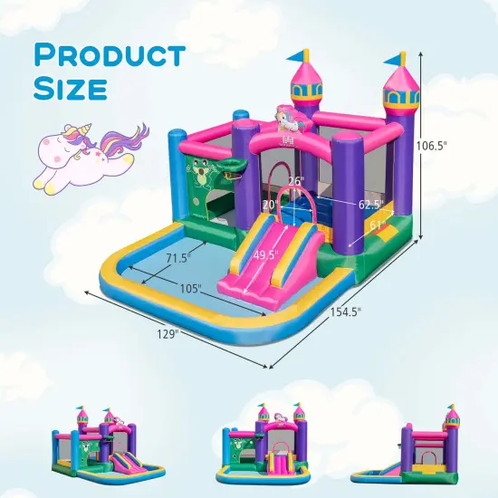 Costway 6-in-1 Kids Inflatable Bounce House with Slide Jumping Area Ball Pit Pools Castle {3}