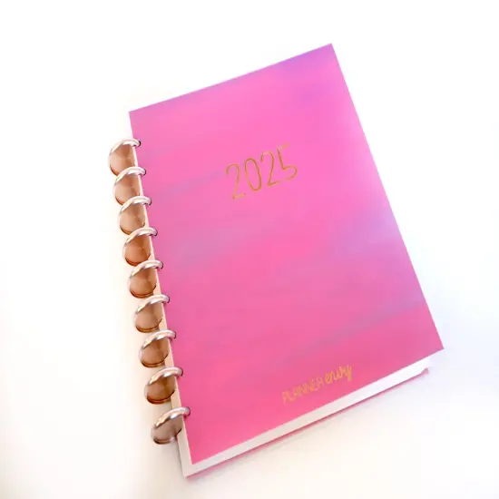 2025 Planner - Mini Horizontal Layout, Disc Bound - "Fuchsia Strokes" (#1004) {2}