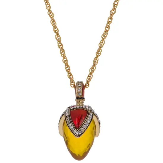 Sunset Glow: 20-Inch Royal Egg Pendant with Faux Amber Stone Gold {1}