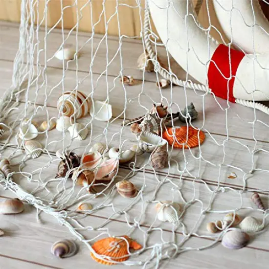 Natural Fishing Net Decor with Shells 79 Inch Beach Theme Decor for Party Home Bedroom Wall Hanging Fish Net Decorations {3}